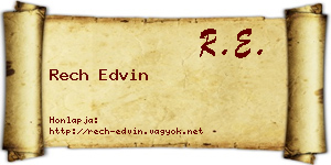 Rech Edvin névjegykártya